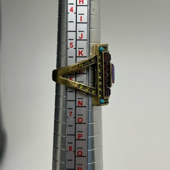 Heidi Daus Amethyst & Turquoise Crystal Ring   Sz 6 - Picture 7 of 8